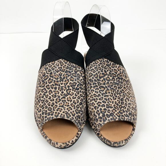 GENTLE SOULS KENNETH COLE Lily Sandal X Cross Elastic 7.5 Tan Fossil Leopard NIB - Picture 2 of 11